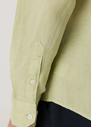 Beymen Club Green Comfort Fit Linen Shirt - 7