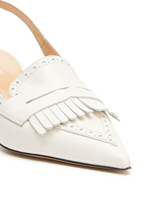 George Hogg Off-White Tassel Detail Women's Leather Shoes - 6