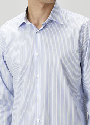 Beymen Collection Custom Fit Mavi Çizgi Desenli Gömlek - 6