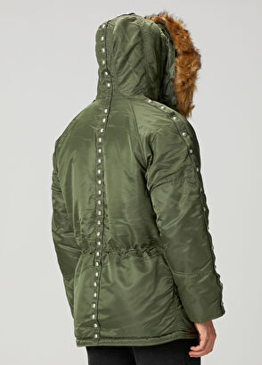 Alpha Industries Haki Kapüşonlu Parka - 4