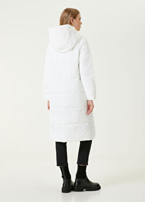 Beymen Club Beyaz Kapüşonlu Kapitoneli Kaban - 5