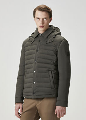 Beymen Club Haki Kapüşonlu Kapitoneli Mont - 4