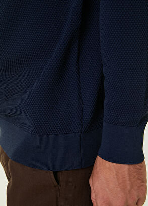 Beymen Club Navy Blue Honeycomb Knit Textured Sweater - 6