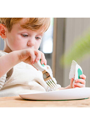 Doddl Ergonomic Aquamarine 3-Piece Fork Spoon Knife Set - 5