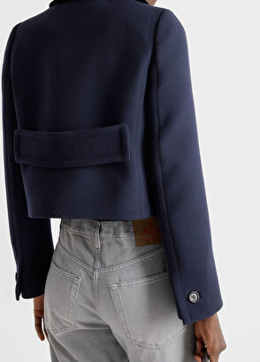 Prada Mavi Tek Sıra Düğmeli Natté Kumaş Kadın Ceket - 6