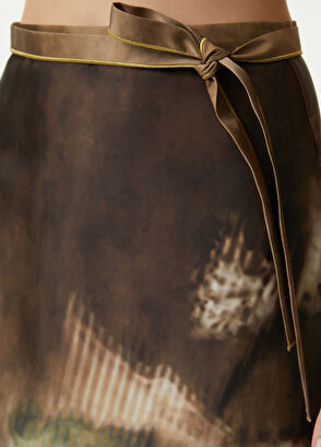 Beymen Club Dark Beige Floral Long Tube Skirt - 5