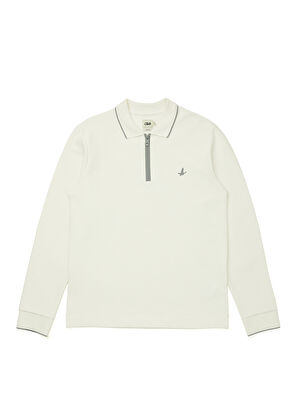 Beymen Club Slim Fit Ekru Polo Yaka Ottoman Dokulu Sweatshirt - 8