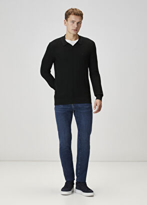 Beymen Club Black Striped Textured Polo Sweater - 3