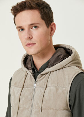 Beymen Club Beige Hooded Suede Vest - 6