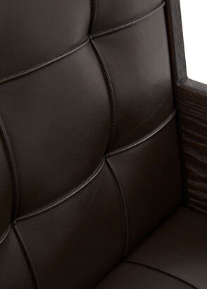 Kontra Dark Brown Leather Solid Walnut Body Coated Office Chair - 6