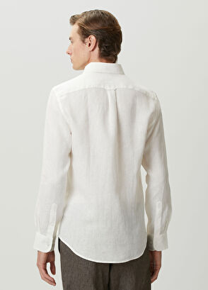 Beymen Club Comfort Fit Linen Shirt With Tonal Embroidery - 6