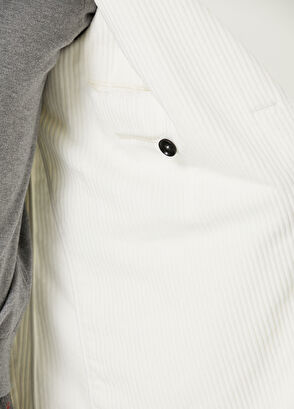 Isaia Beyaz Kruvaze Kadife Kaban - 8