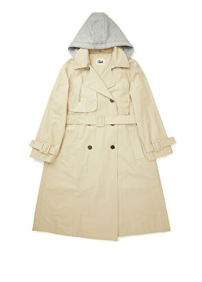 Beymen Club Açık Bej Kapüşonlu Kruvaze Pardösü - 8