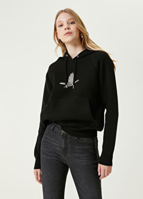 Beymen Club Siyah Kapüşonlu Metal Logolu Kazak - 3