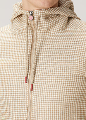 Kiton Yellow Hooded Houndstooth Linen Sweatshirt - 5