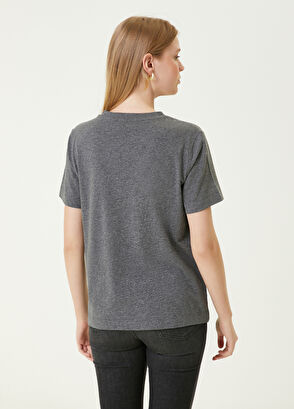 Beymen Club Antrasit Melanj Bisiklet Yaka Basic T-shirt - 6