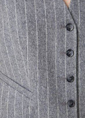 Beymen Club Gri Çizgili Yün Yelek - 5