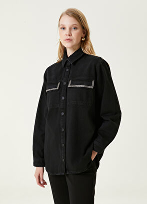 Beymen Club Black Stone Detailed Jean Shirt - 3