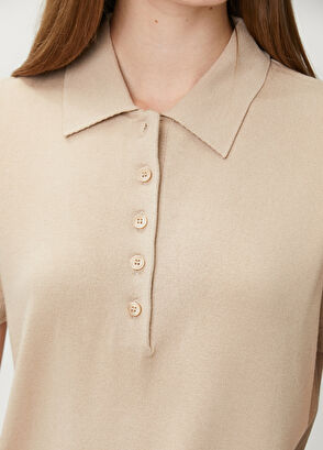 Beymen Club Beige Short Sleeve Polo Sweater - 5