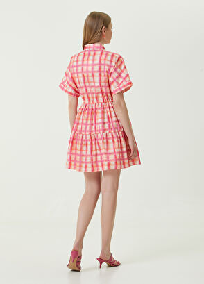 Beymen Club Pembe Ekoseli Mini Gömlek Elbise - 6