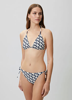 Beymen Club Navy Blue White Reversible Bikini Top - 5