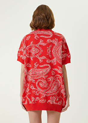 Beymen Club Mercan V Yaka Şal Desenli Kısa Kollu Triko Hırka - 6