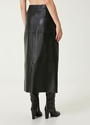 Beymen Club Siyah Midi Deri Kalem Etek - 5