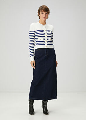 Beymen Club Navy Blue White Striped Cardigan - 3