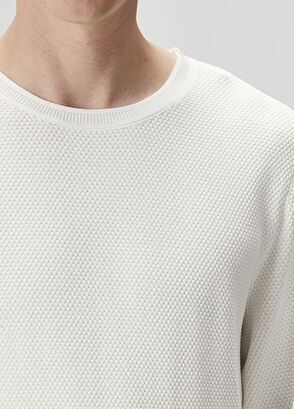 Beymen Club Kırık Beyaz Dokulu Kaşmir Karışımlı Yün Kazak - 6