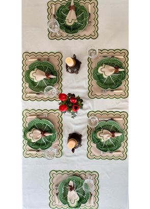 Homes & Seasons Florence Yeşil Bej Amerikan Servis ve Peçete Seti - 8