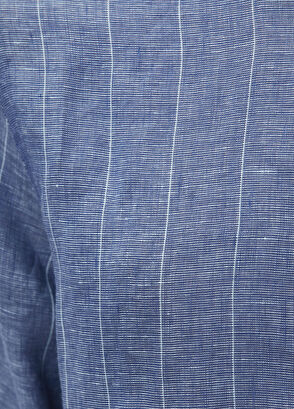 Beymen Club Comfort Fit Navy Blue Striped Linen Shirt - 8