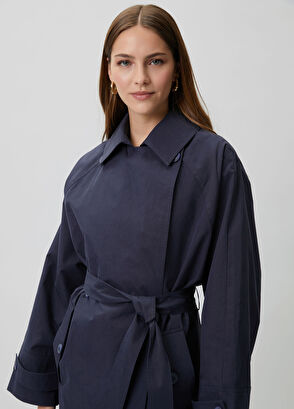 Beymen Club Papertouch Oversize Lacivert Pardösü - 6