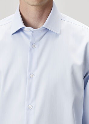 Beymen Club Slim Fit Açık Mavi Armürlü Non-Iron Gömlek - 7