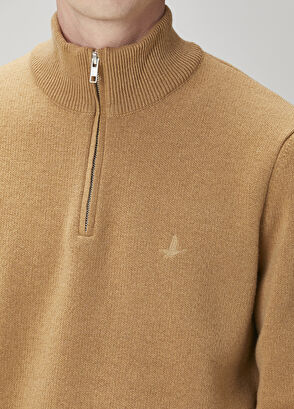 Beymen Club Camel Zippered Basic Wool Sweater - 6