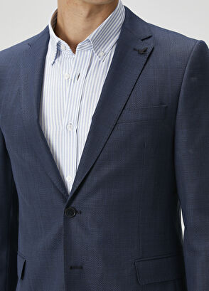 Beymen Club Lacivert Ekose Desenli Yün Ceket - 5