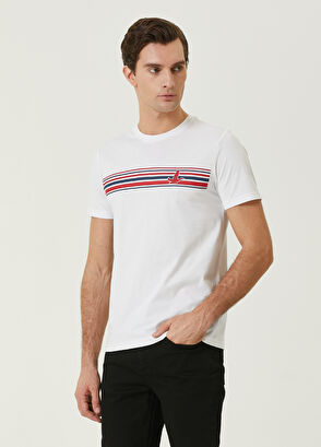 Beymen Club Beyaz Çift Şerit Baskılı T-shirt - 5