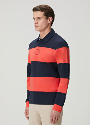 Beymen Club Lacivert Kırmızı Çizgili Comfort Fit Polo T-shirt - 5