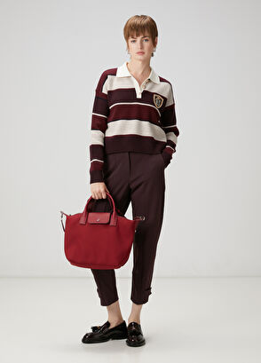 Beymen Club Bordo Çizgili Yün Polo Kazak - 4