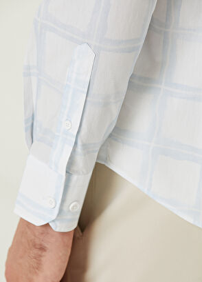 Beymen Club Comfort Fit Blue Check Patterned Shirt - 7