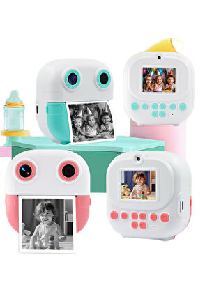 Piili Pembe Print Çocuk Şipşak Fotoğraf Makinesi - 7