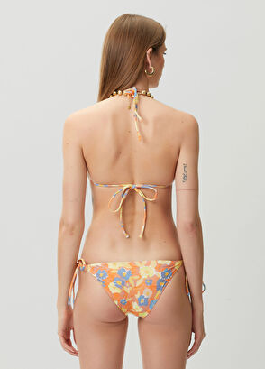 Les Benjamins Orange Floral Triangle Bikini Top - 4