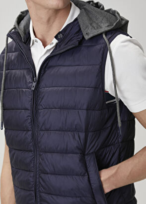 Beymen Club Lacivert Jersey Kapüşonlu Puff Yelek - 6