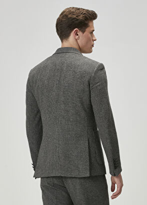 Beymen Club Antrasit Kırçıl Desenli Yün Ceket - 5