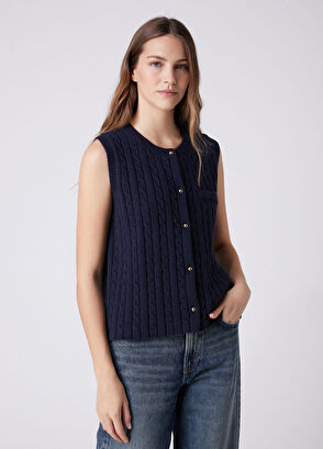 Beymen Club Navy Blue Knitted Wool Vest - 7