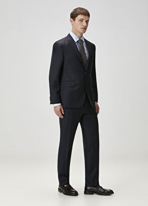 Drop 7 Lacivert Çizgili Yün Takım Elbise - Görsel 7