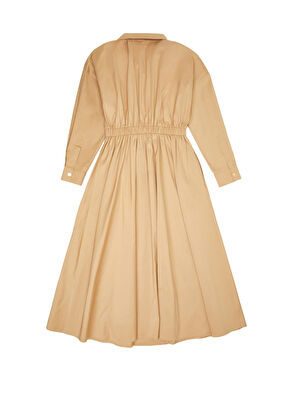Beymen Club Beige Collar Zippered Midi Taffeta Dress - 7