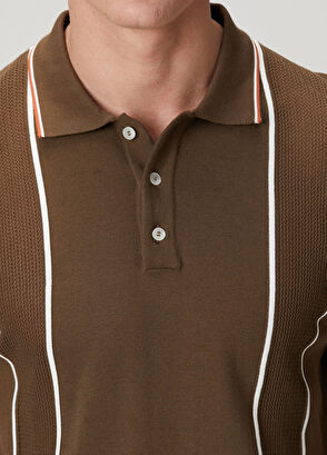 Beymen Club Brown Vertical Line Detailed Short Sleeve Knitwear - 5