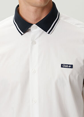 Beymen Club Regular Fit Beyaz Kontrast Triko Yakalı Gömlek - 7