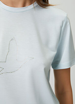 Beymen Club Açık Mavi Hotfix Kaz Logolu Viskon T-shirt - 6