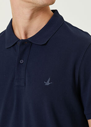 Beymen Club Navy Blue Polo Collar Honeycomb Textured Logo T-shirt - 6